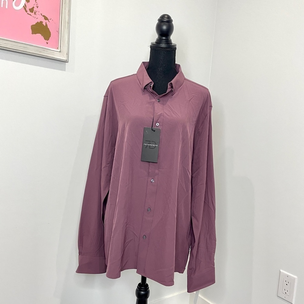 7 Diamonds Purple Men's Button Up